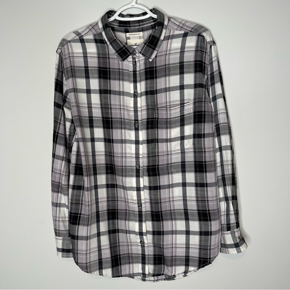 American Eagle Outfitters Tops - American Eagle Outfitters Plaid Button Down Oversized Fit Shirt Size Medium